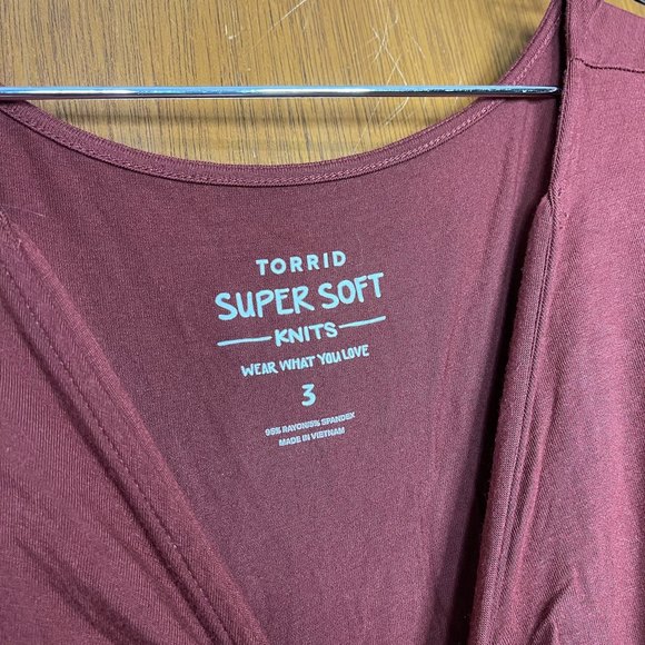 Torrid Plus Size Brick Red Super Soft CrissCross Surplice Bodysuit Size 3X - Picture 4 of 8